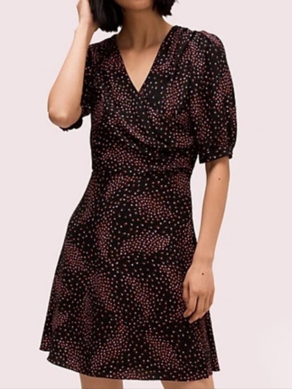 kate spade Black Mini Dress with Pink Dot Print